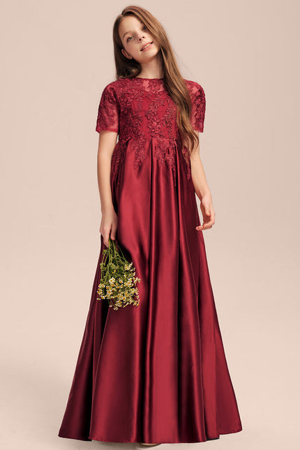 Robe Demoiselle D'Honneur Rouge Satiné - gallery 4