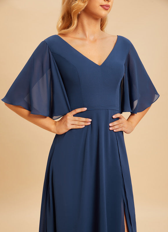 Robe Demoiselle D'Honneur Mousseline Beige - gallery 5