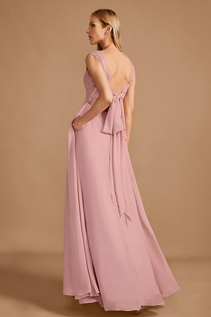 Robe Demoiselle D'Honneur Fluide Rose Pâle - gallery 5