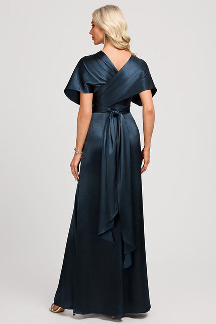 Robe Demoiselle D'Honneur Élégance Marine Satinée - gallery 7