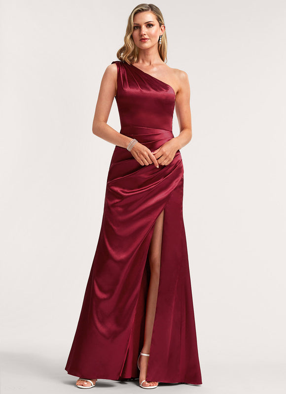 Robe Demoiselle D'Honneur Satin Bordeaux Chic