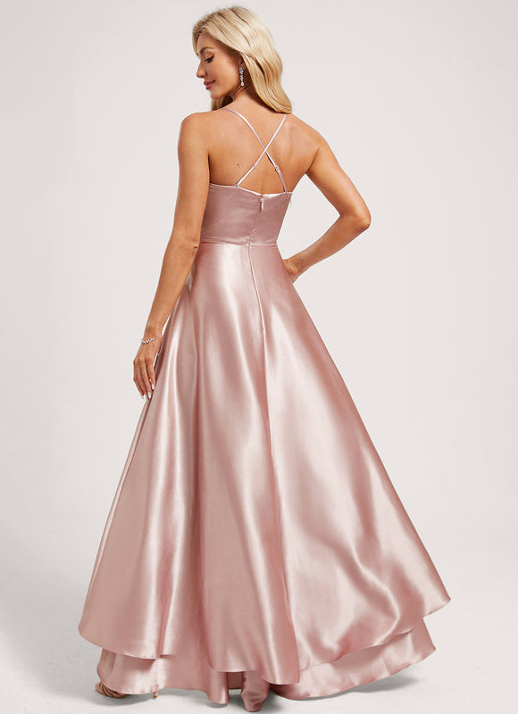 Robe Demoiselle D'Honneur En Satin - gallery 4