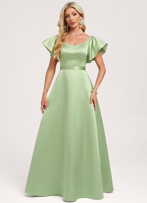 Robe Demoiselle D'Honneur Satin Vert Tendre - gallery 1