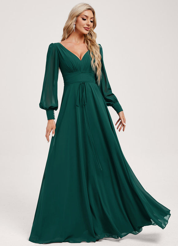 Robe Demoiselle D'Honneur Mousseline Beige - gallery 3