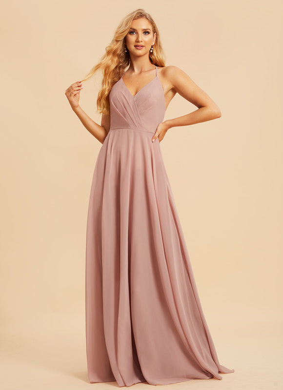 Robe Demoiselle D'Honneur À Volants Rose Pâle - gallery 4