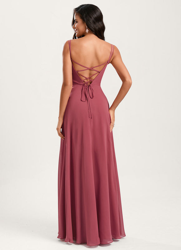 Robe Demoiselle D'Honneur À Volants Rose Pâle - gallery 5