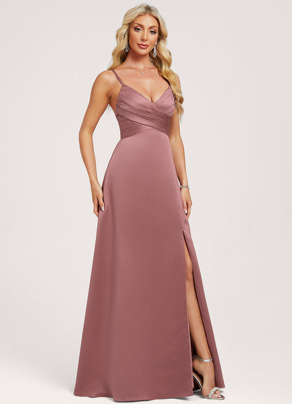 Robe Demoiselle D'Honneur Rose Satin - gallery 2