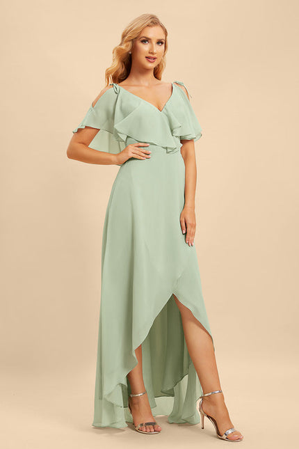 Robe Demoiselle D'Honneur Asymétrique Fluide - gallery 6