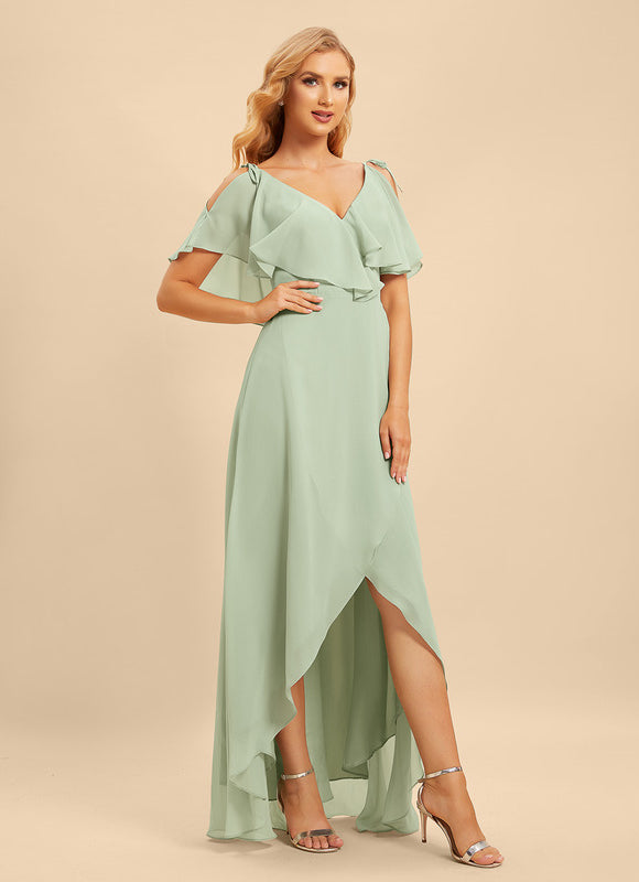 Robe Demoiselle D'Honneur Asymétrique Fluide - gallery 6