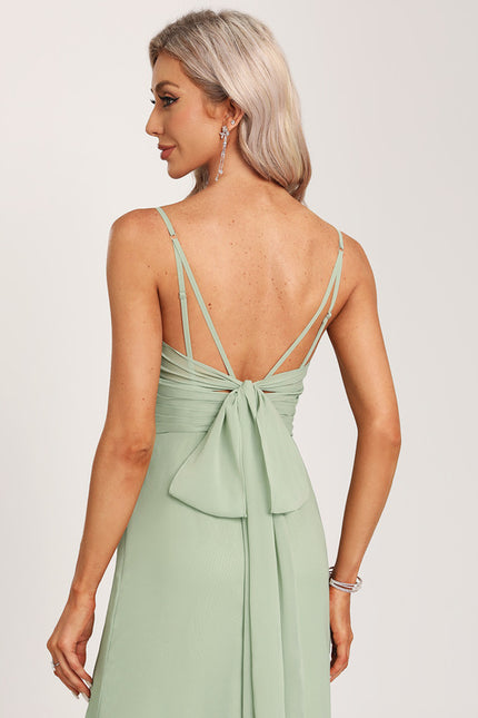 Robe Demoiselle D'Honneur À Volants Rose Pâle - gallery 1