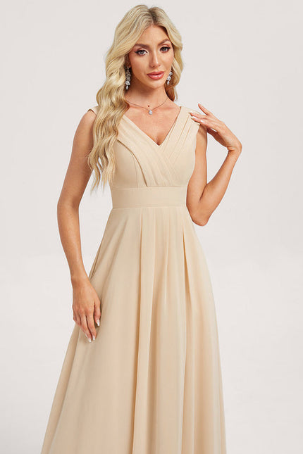 Robe Demoiselle D'Honneur Mousseline Beige - gallery 3