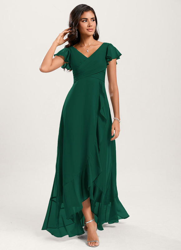 Robe Demoiselle D'Honneur Asymétrique Fluide - gallery 4