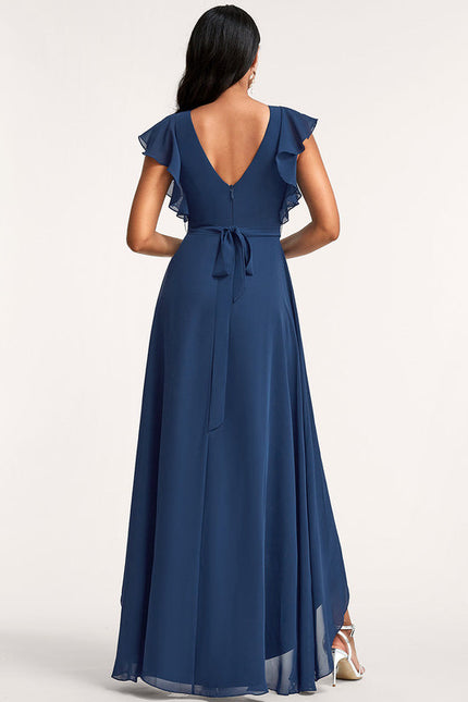 Robe Demoiselle D'Honneur Asymétrique Fluide - gallery 3