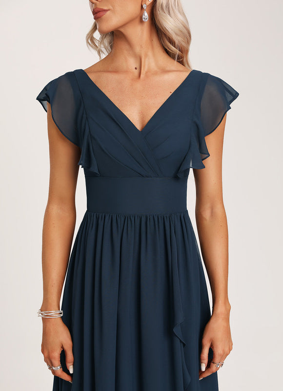 Robe Demoiselle D'Honneur À Volants Rose Pâle - gallery 3