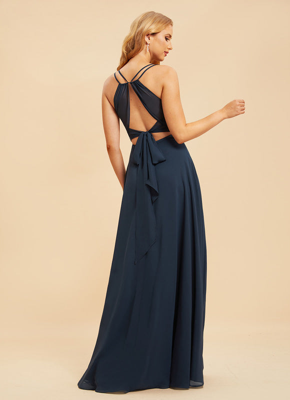 Robe Demoiselle D'Honneur À Volants Rose Pâle - gallery 1
