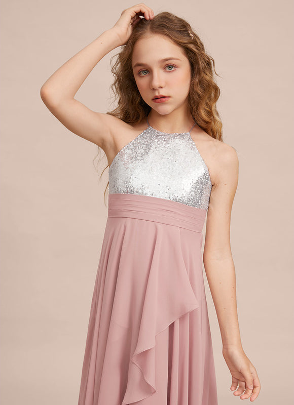 Robe Demoiselle D'Honneur Pailletée Rose - gallery 5