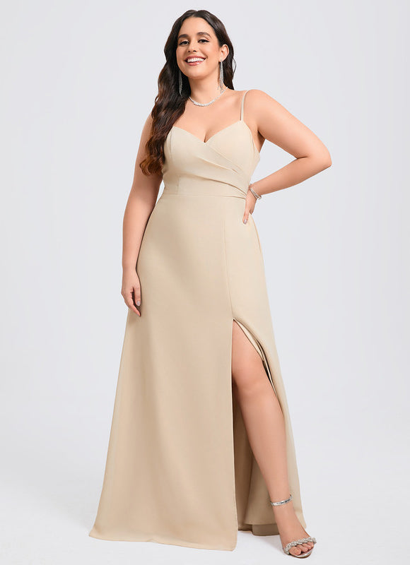 Robe Demoiselle D'Honneur Mousseline Beige - gallery 5