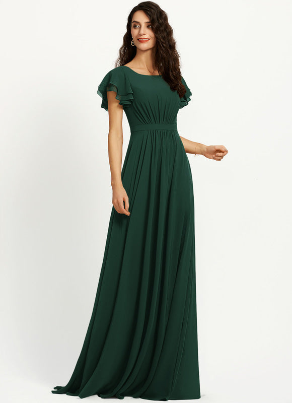 Robe Demoiselle D'Honneur Émeraude Fluide