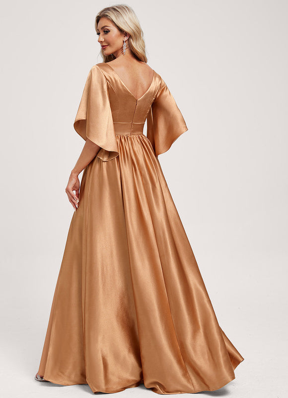 Robe Longue Satin Demoiselle D'Honneur - gallery 4