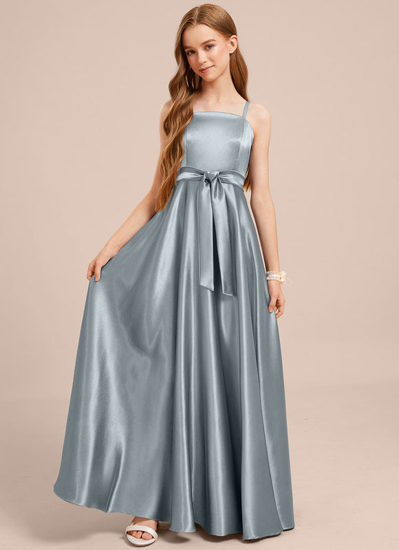 Robe Demoiselle D'Honneur Satinée Bleu Ciel