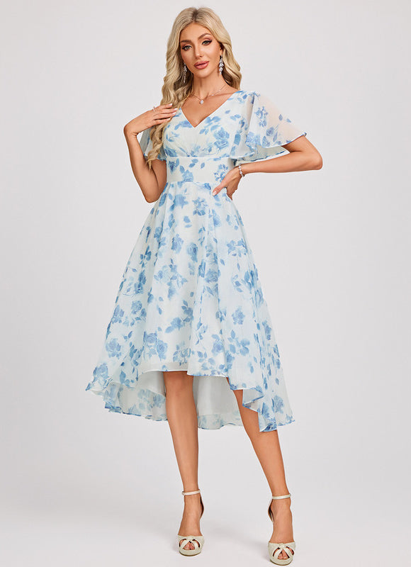 Robe Demoiselle D'Honneur Asymétrique Fluide - gallery 1