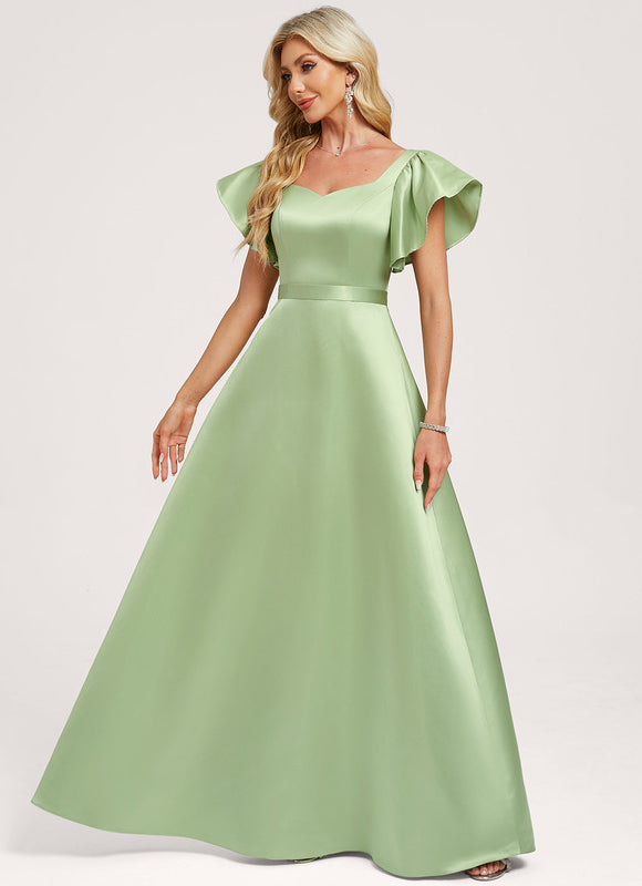 Robe Demoiselle D'Honneur Satin Vert Tendre - gallery 2