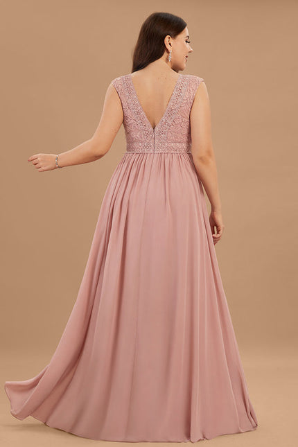 Robe Demoiselle D'Honneur Fluide Rose Pâle - gallery 8