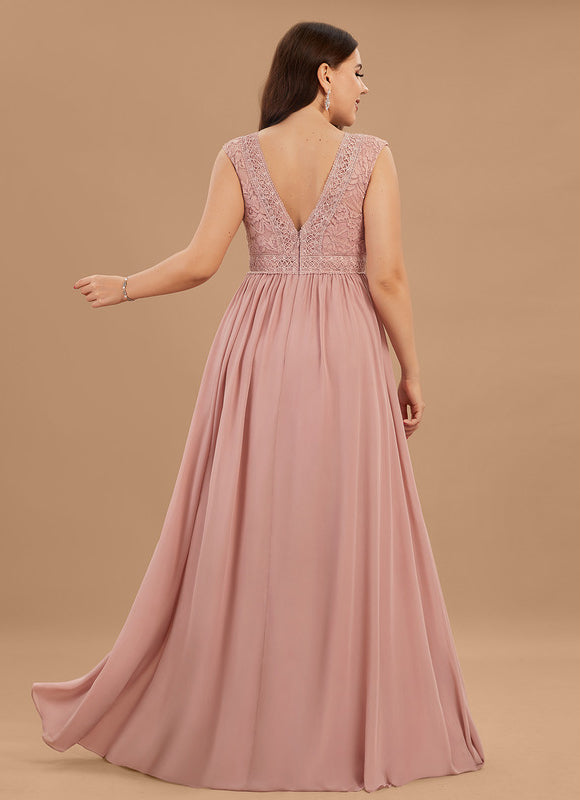 Robe Demoiselle D'Honneur Fluide Rose Pâle - gallery 8