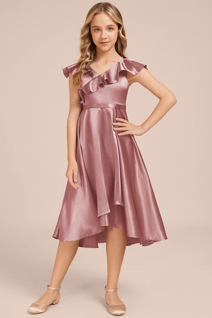 Robe Demoiselle D'Honneur Satin Ciel Ajustée - gallery 5