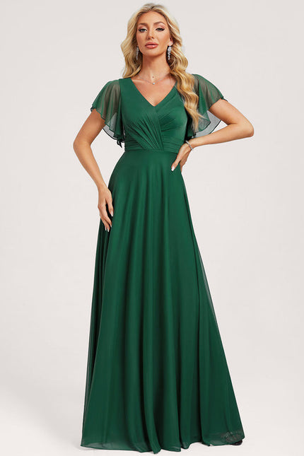 Robe Demoiselle D'Honneur Élégance Émeraude Fluide - gallery 2