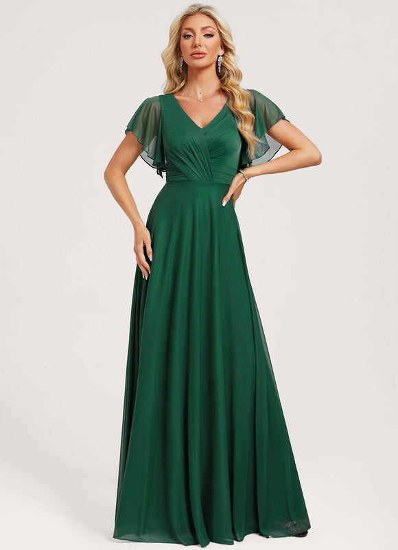 Robe Demoiselle D'Honneur Élégance Émeraude Fluide - gallery 2