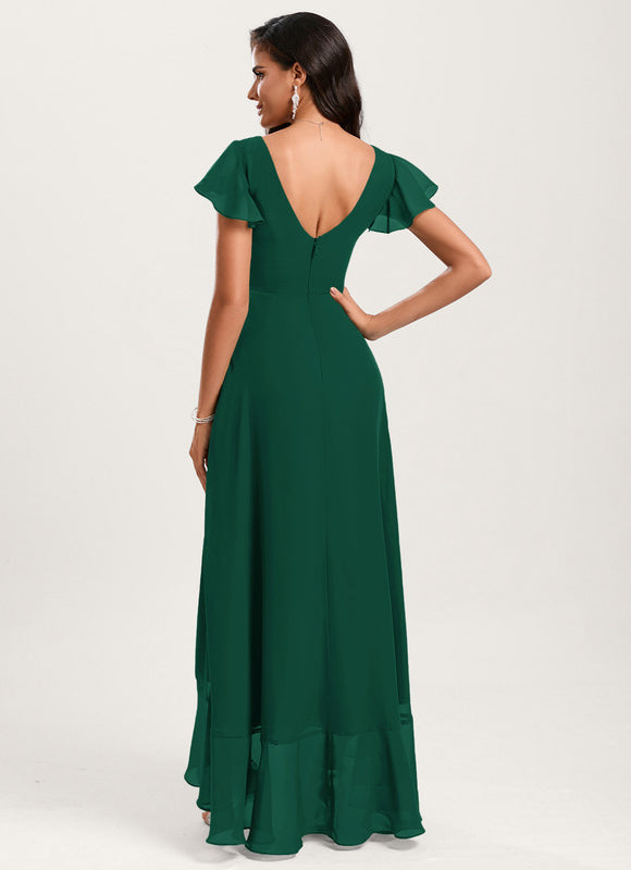 Robe Demoiselle D'Honneur Asymétrique Fluide - gallery 1