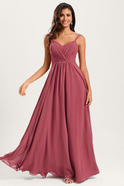 Robe Demoiselle D'Honneur À Volants Rose Pâle