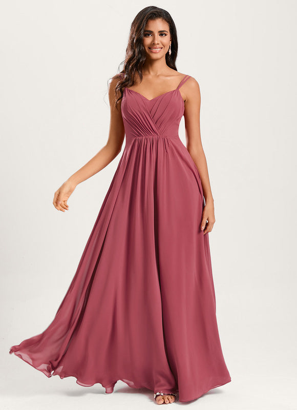 Robe Demoiselle D'Honneur À Volants Rose Pâle