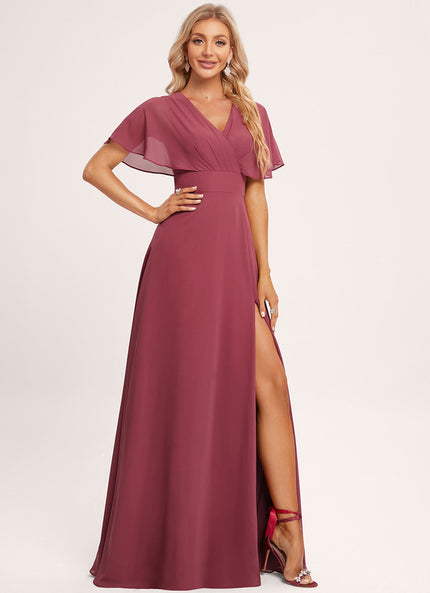 Robe Demoiselle D'Honneur À Volants Rose Pâle