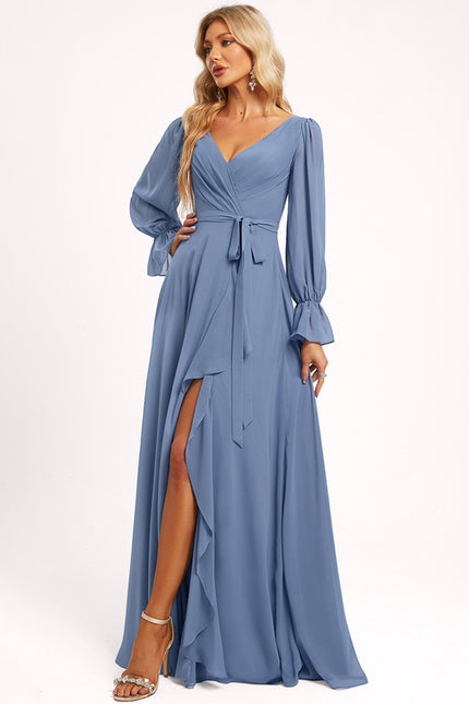 Robe Demoiselle D'Honneur À Volants Rose Pâle - gallery 5