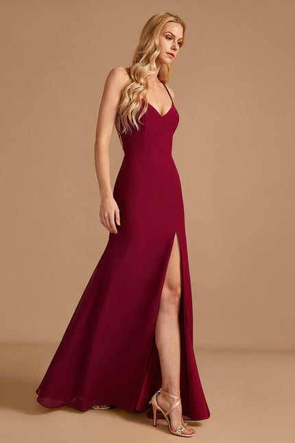 Robe Demoiselle D'Honneur Sirène Bordeaux - gallery 2