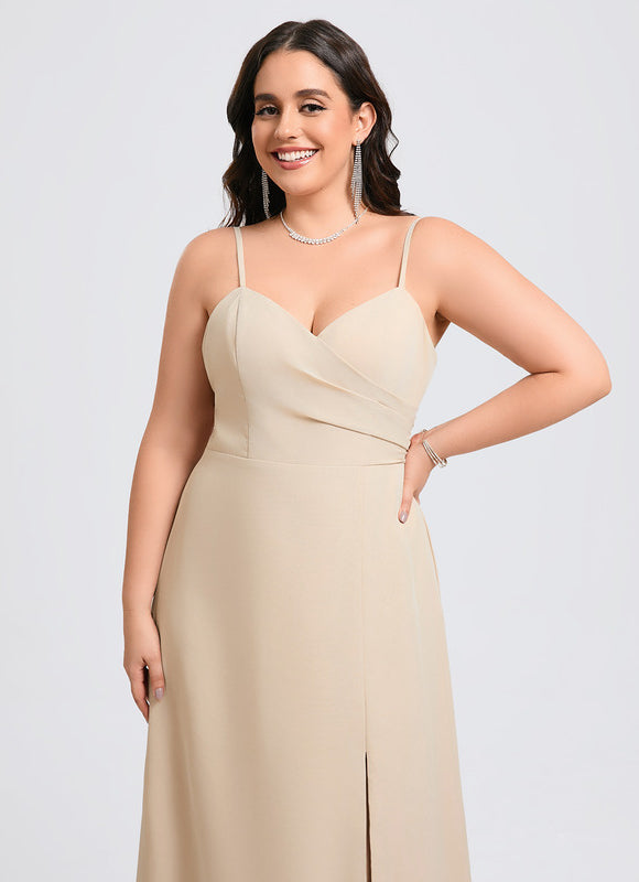 Robe Demoiselle D'Honneur Mousseline Beige - gallery 8