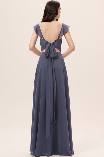 Robe Demoiselle D'Honneur Mousseline Beige - gallery 3