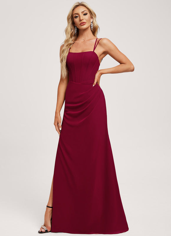 Robe Demoiselle D'Honneur Col Carré Ébène - gallery 1