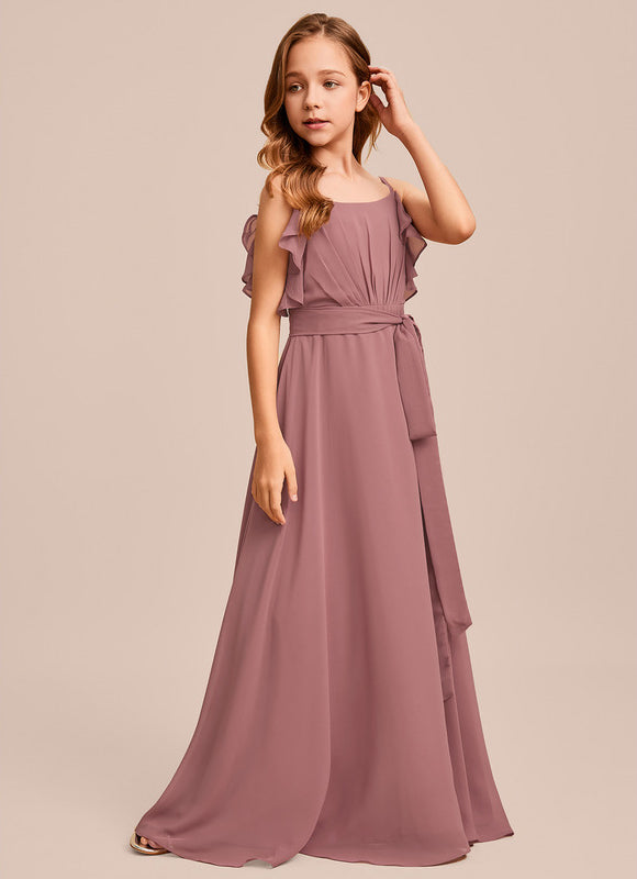 Robe Demoiselle D'Honneur Mousseline Ciel - gallery 2