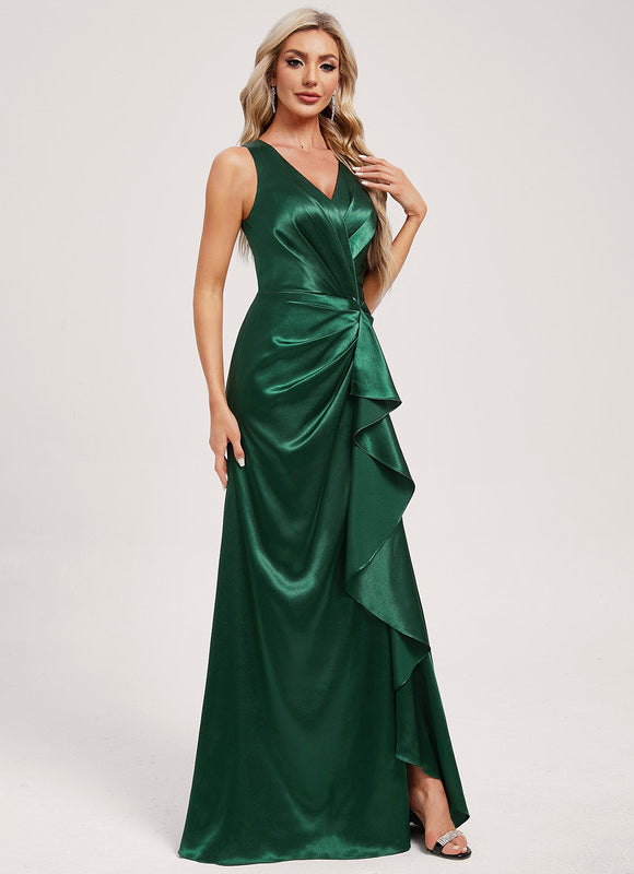 Robe Demoiselle D'Honneur Éclat Vert Satiné - gallery 1