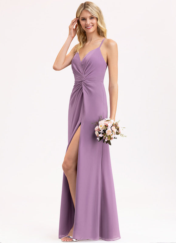 Robe Demoiselle D'Honneur À Volants Rose Pâle - gallery 4