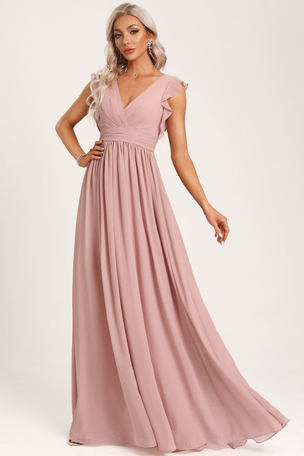 Robe Demoiselle D'Honneur À Volants Rose Pâle - gallery 5