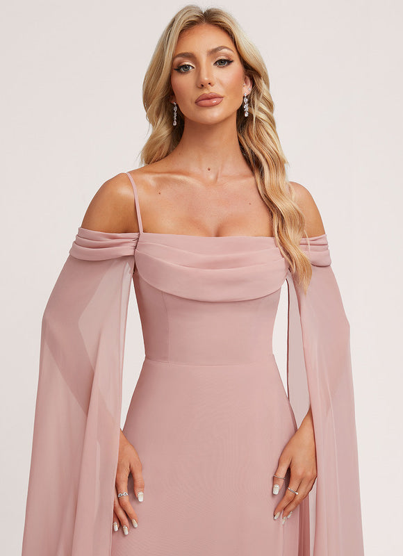 Robe Demoiselle D'Honneur Col Carré Flottante - gallery 3