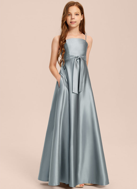 Robe Demoiselle D'Honneur Satin Aqua - gallery 7
