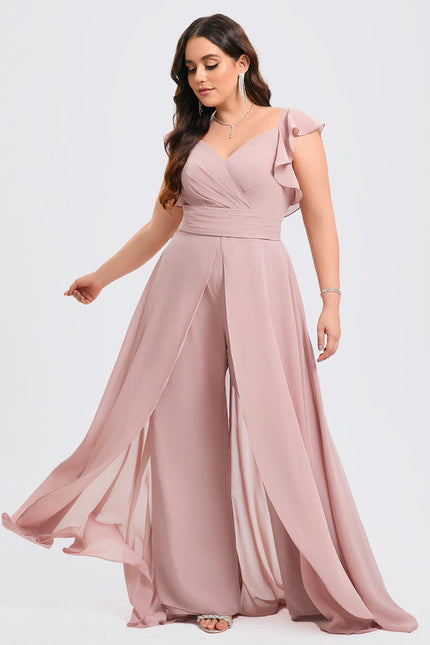 Robe Demoiselle D'Honneur Vaporeuse Rose - gallery 9