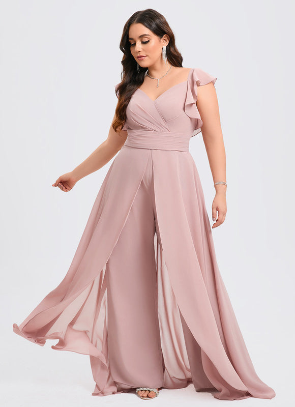 Robe Demoiselle D'Honneur Vaporeuse Rose - gallery 9