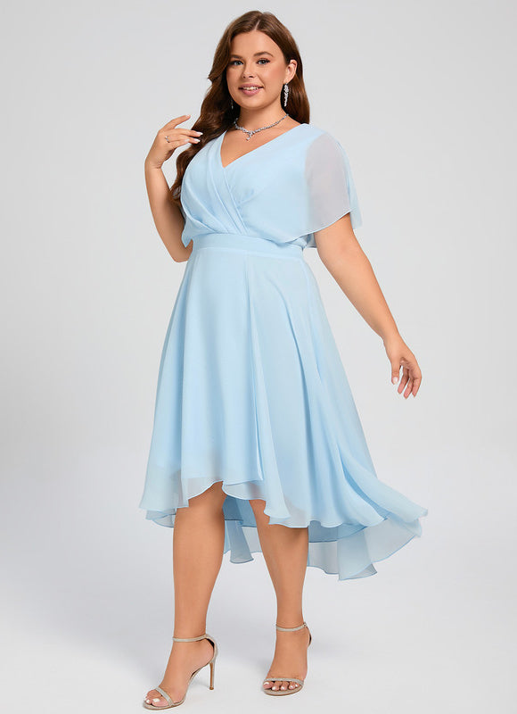 Robe Demoiselle D'Honneur Asymétrique Fluide - gallery 9