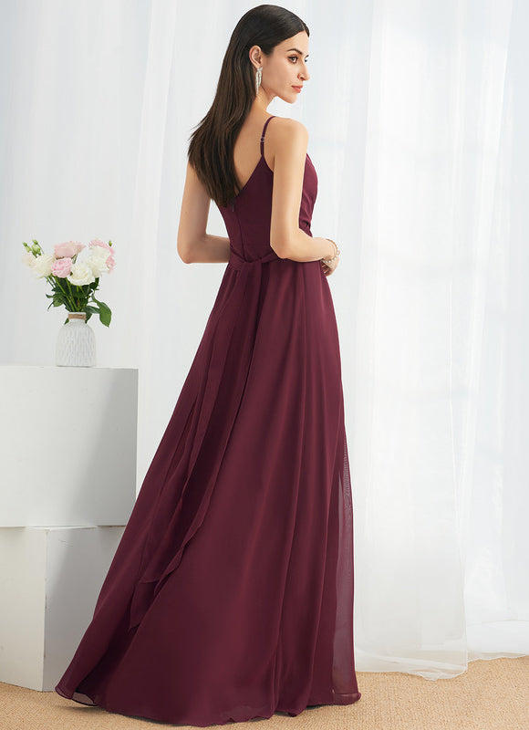Robe Demoiselle D'Honneur À Volants Rose Pâle - gallery 5